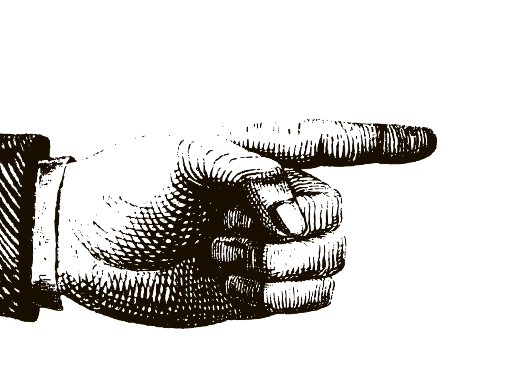 Illustration einer Hand, die mit dem Finger nach rechts zeigt