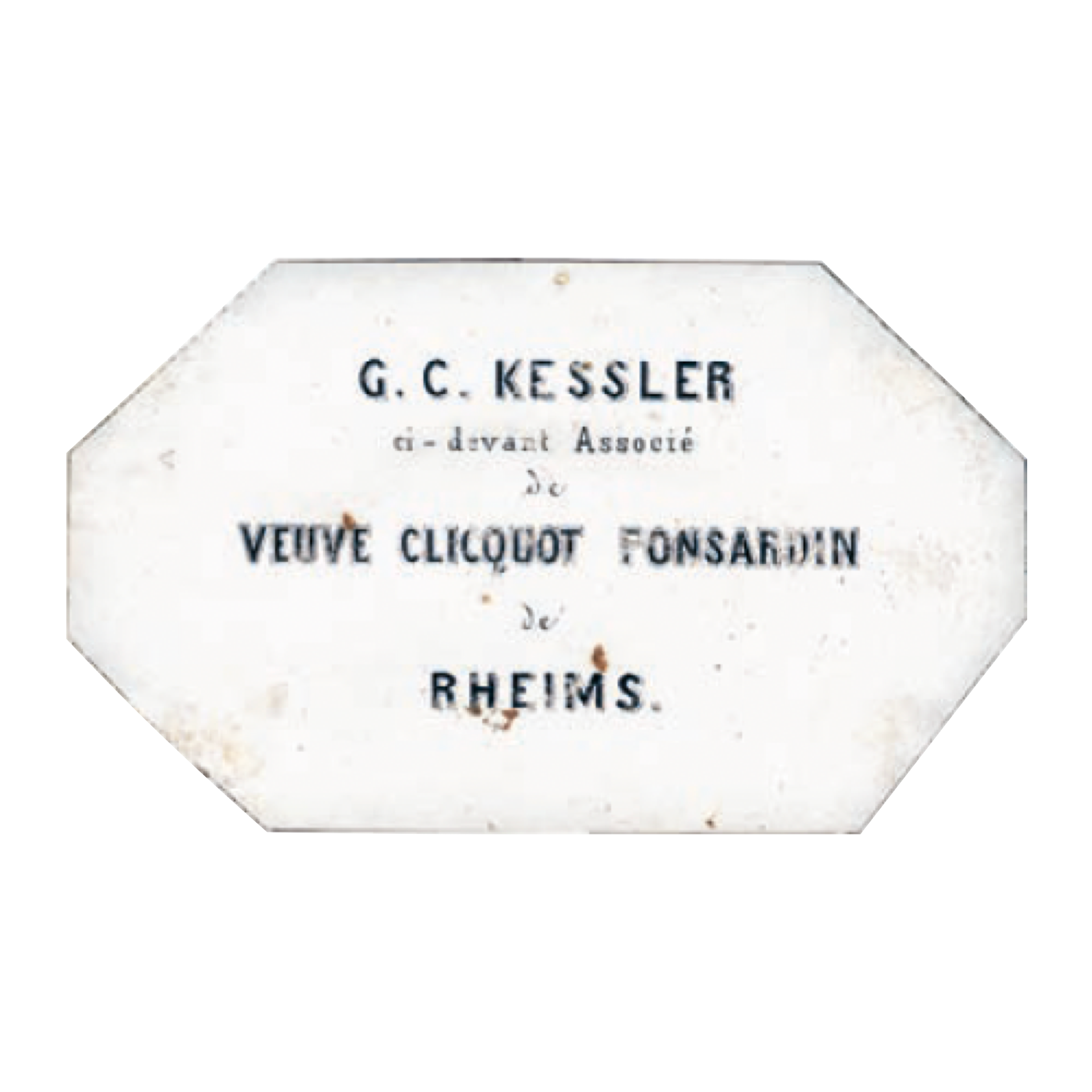 Historisches Etikett mit Aufschrift „G. C. Kessler“ und „Veuve Clicquot Fonsardin“