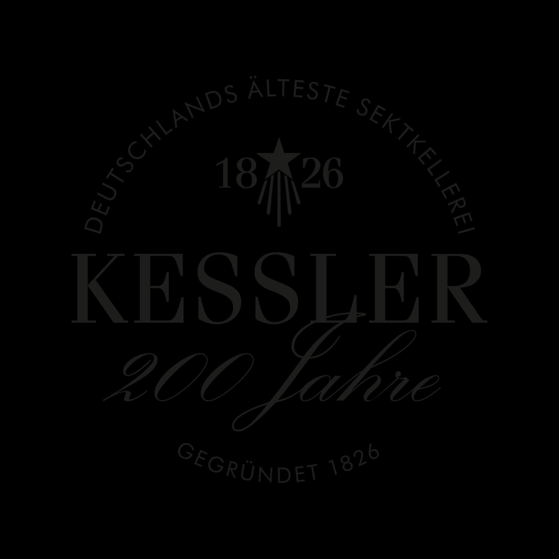 Logo „Kessler 200 Jahre“ mit Gründungsjahr 1826 auf schwarzem Hintergrund