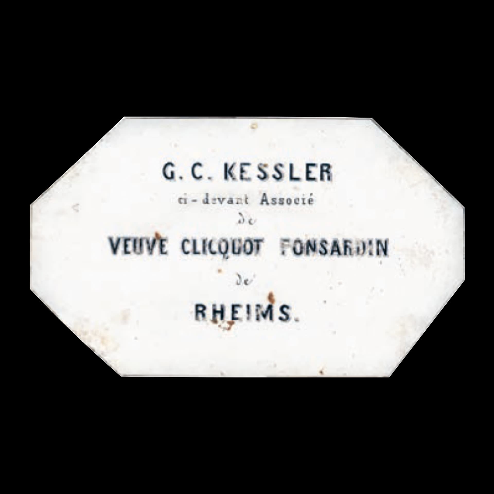 Historisches Etikett mit Aufschrift „G. C. Kessler“ und „Veuve Clicquot Fonsardin“